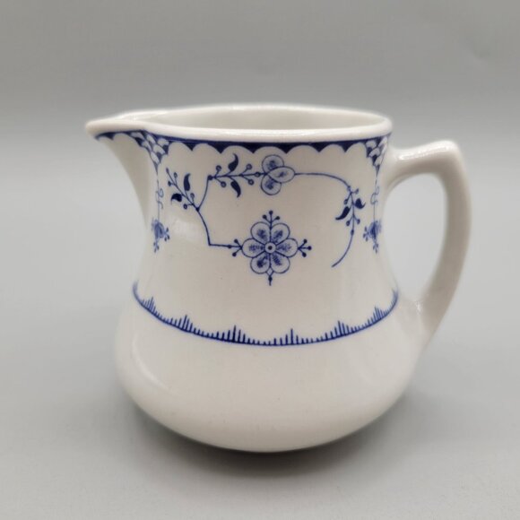 Vintage Shenango Creamer Pitcher Blue Floral Design Anchor Hocking 1980 - Picture 3 of 7